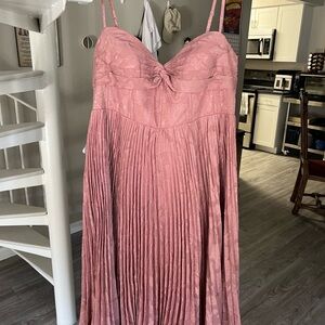 Azazie Pink Floral Midi Dress